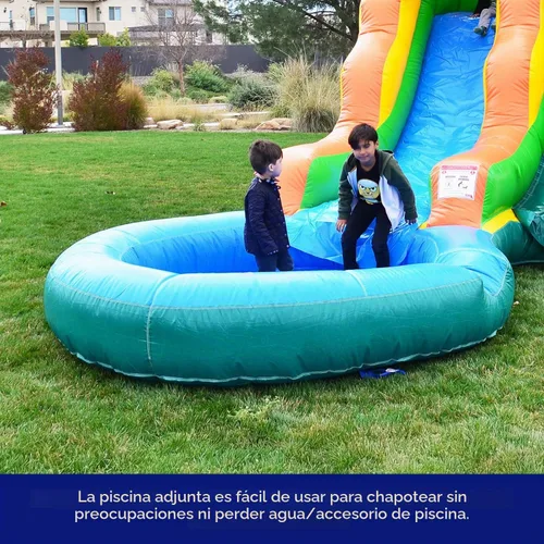 Vista 3 de HeroKiddo - Tobogán acuático inflable comercial de 13 pies con soplador