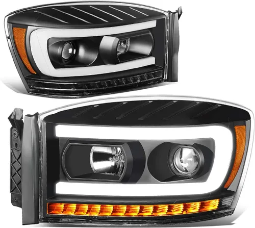 Vista 11 de DNA MOTORING HL-HPL-RM06-G2-BK-CL1 Faros proyectores de secuencia de señal LED 3D dual DRL Compatible con Dodge Ram 1500 modelos 2006-2008/Dodge Ram
