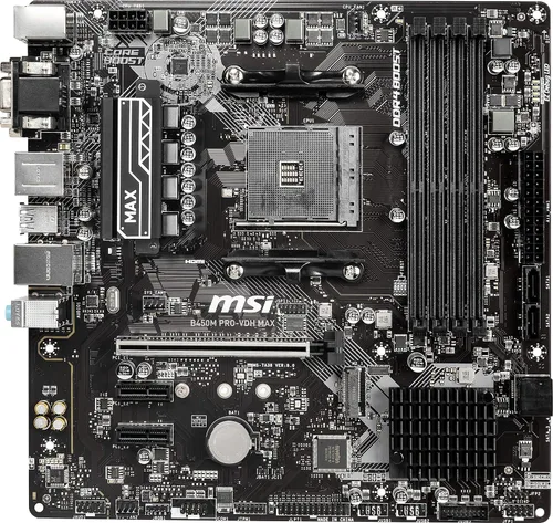 Vista 5 de MSI ProSeries AMD Ryzen 2ª y 3ª generación AM4 M.2 SATA 6Gb/s USB 3 DDR4 D-Sub DVI HDMI Micro-ATX placa base (B450M PRO-VDH Max)