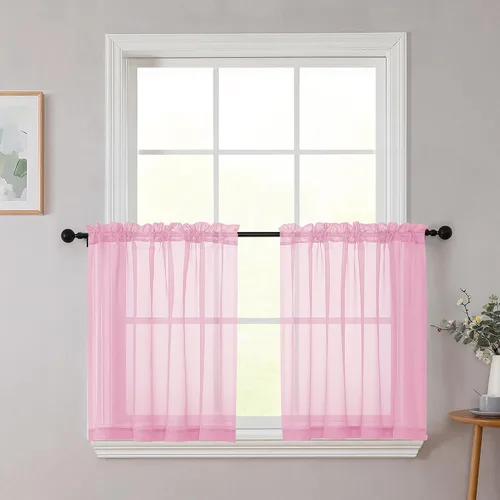 Vista 51 de 2 paneles de cortinas traslúcidas blancas para dormitorio, sala de estar, 96 pulgadas de largo, modernas, suaves, ligeras, con bolsillo para barra