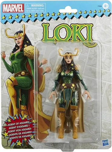 Vista 5 de Marvel Legends Series Loki Agent of Asgard - Figura de acción de embalaje retro de 6 pulgadas, 2 accesorios