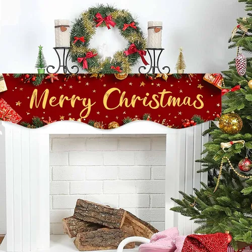 Vista 4 de NYZE Bufanda para Repisa de Chimenea Navideña 60 x 17 Pulgadas Cubierta Decorativa para Repisa de Chimenea de Navidad Camino de Mesa para Repisa