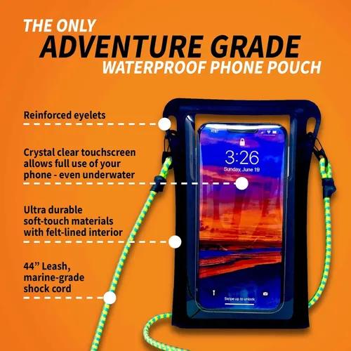 Vista 5 de Stash7 Funda impermeable para teléfono con cordón largo IPX8 Adventure Grade Bolsa seca para teléfono celular, compatible con iPhone 15 Pro Max