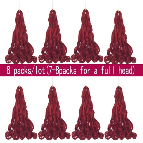 Vista 3 de Paquete de 8 paquetes de cabello trenzado francés, 18 pulgadas, cabello de ganchillo en espiral ondulado suelto para mujeres negras, preestirado