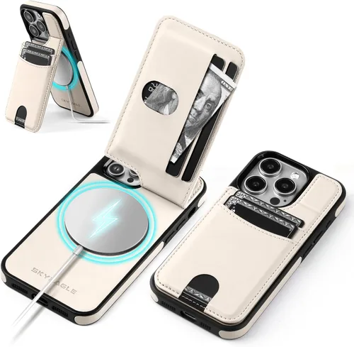 Vista 24 de SkyEagle Funda compatible con Magsafe para iPhone 13 Pro Max con soporte para tarjetas, función atril, bloqueo RFID, ranuras para tarjetas de Verde