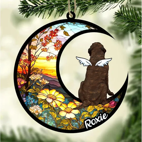 Vista 379 de LOVELYPOD Adorno de Navidad personalizado para perro Basset Hound (marrón) Basset Hound (marrón) adorno para atrapasoles de perro, razas de perros