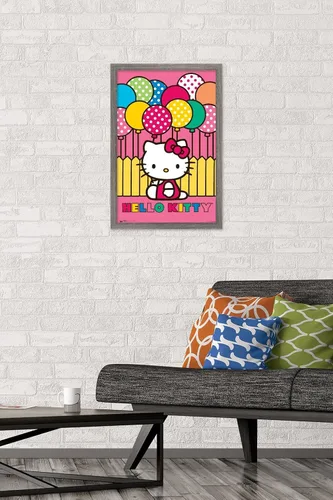 Vista 2 de Trends International Hello Kitty - Póster de pared de Mimmy, 14.725 x 22.375 pulgadas, versión enmarcada de madera de granero