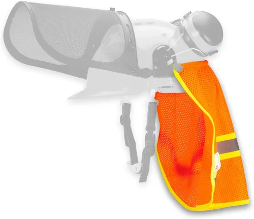 Vista 4 de TR Industrial Sombra de cuello para casco de seguridad forestal, malla con reflector 3M, tela transpirable 100% poliéster