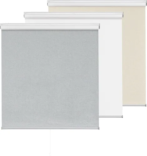 Vista 14 de ChrisDowa Persiana enrollable 100 % opaca sin cordón, de tamaño personalizado, con jacquard a rayas, aislamiento térmico, tela de protección UV