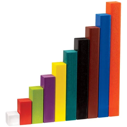 Vista 5 de ETA hand2mind - Juego introductorio de regletas de Cuisenaire de madera con charola (juego de 74 regletas)