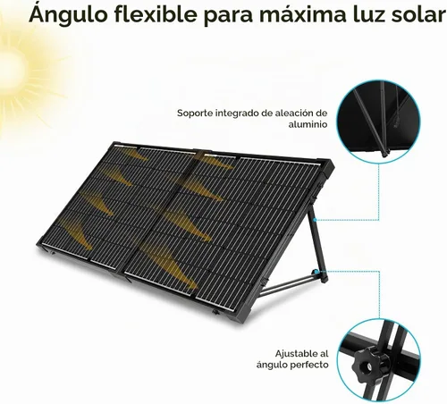 Vista 3 de Renogy - Panel solar portátil de 100 vatios y 12 voltios con controlador de carga impermeable de 20 A, maletín solar plegable de 100 W con soporte