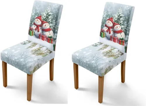 Vista 77 de Rnyleeg Fundas navideñas para sillas de comedor, fundas de asiento de comedor con estampado de campanas brillantes, juego de 1 funda suave y lavable