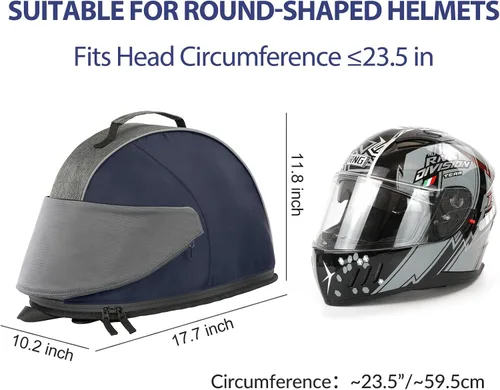 Vista 7 de Bolsa para Casco de Motocicleta TINGPAI con Gran Capacidad - Bolsa de Transporte Resistente a Arañazos y al Agua, Compatible con Casco de Cara