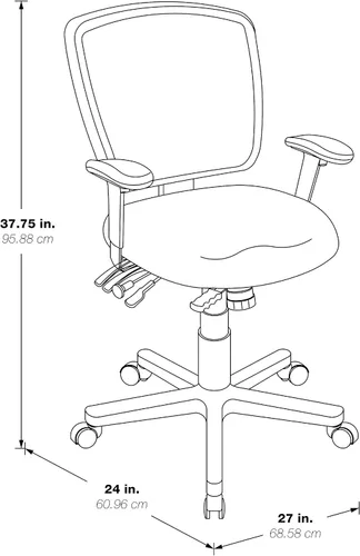 Vista 9 de Asiento de respaldo alto Office Star ProGrid con brazos ajustables y deslizador de asiento multifunción, Metal, Negro