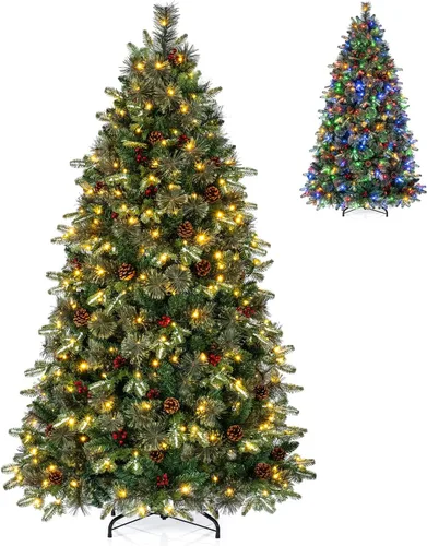 Vista 29 de GOFLAME Árbol de Navidad preiluminado de 7.5 pies con control remoto 3-Verde