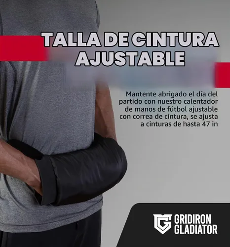 Vista 5 de Gridiron Gladiator Football Handwarmer Pouch for Adults - Tactical Hand Muff Warmer - Warming Pouch for Cold Weather Negro