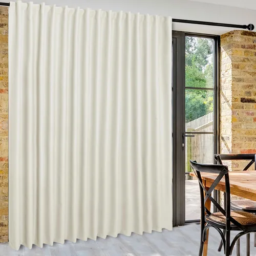 Vista 37 de DWCN Cortina opaca divisora de privacidad para puerta corrediza de patio, cortinas térmicas extra anchas con pestaña trasera y bolsillo para barra
