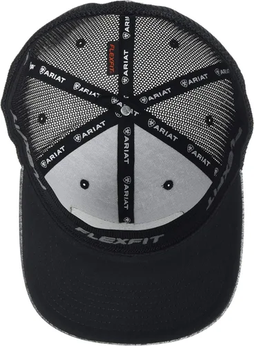Vista 3 de ARIAT Gorra Snapback con logotipo de caja para hombre, Gris jaspeado Negro