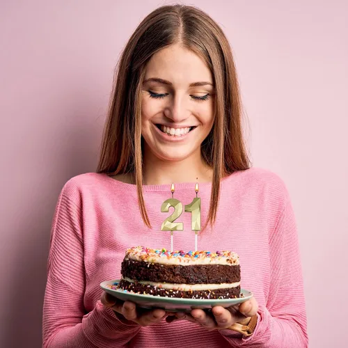 Vista 4 de Velas de cumpleaños número 29 y 92 para pastel, velas doradas con forma de diamante 3D con forma de diamante, decoraciones de cumpleaños