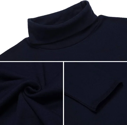 Vista 8 de Camiseta de manga larga para hombre, ajustada, ligera, con cuello de tortuga