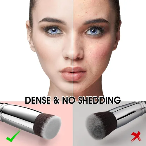 Vista 5 de EIGSHOW - Brocha para base de maquillaje Kabuki de parte superior plana, para líquidos, crema y polvo, mezcla, pulido, punteado, aplicación