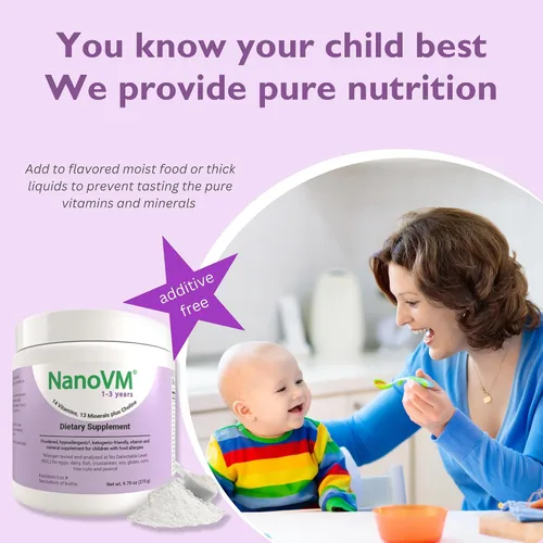 Vista 5 de 1-3 años, multivitamínico sin alérgenos para niños, suplemento dietético sin sabor, suplemento en polvo con 14 vitaminas y 13 minerales, vitaminas