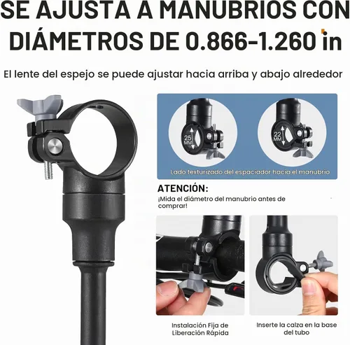 Vista 3 de West Biking Espejo de bicicleta para manillar, espejo retrovisor giratorio ajustable para bicicleta, espejo de seguridad convexo acrílico de gran