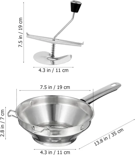 Vista 5 de Gatuida Molino giratorio de acero inoxidable para salsa de tomate, cortador manual de papas, prensatelas de mano para puré de papas, comida