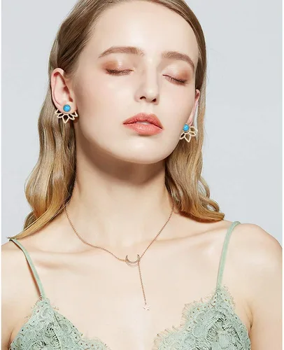 Vista 3 de Juego de 11 pares de aretes de flor de loto para mujeres y niñas, juego para orejas ansitivas, joyería simple y elegante, Diamante de imitación