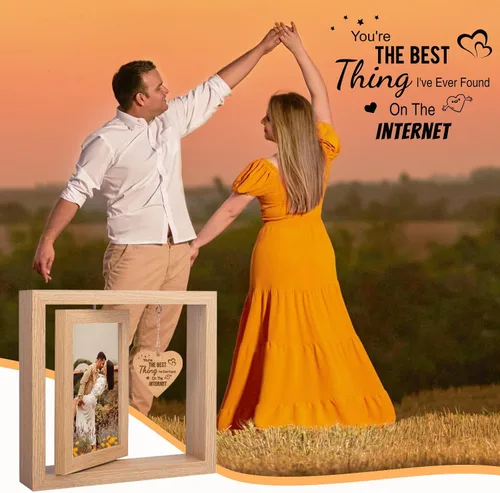 Vista 6 de Marco de fotos con texto en inglés "You're The Best Thing I've Ever Found on the Internet", marcos de fotos románticos para parejas, regalos
