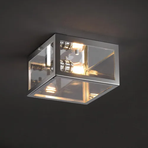 Vista 2 de JONATHAN Y Lámpara de techo cromada de 8 pulgadas para baño, cocina, pasillo, entrada, pantalla de vidrio transparente, 1 bombilla LED Cromo