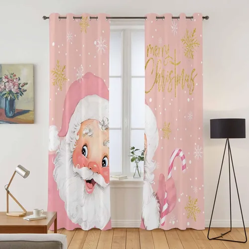 Vista 37 de Libaoge Cortinas de Navidad para cocina, dormitorio, juego de 2 paneles, diseño de muñeco de nieve de Navidad, cortinas de invierno con copos