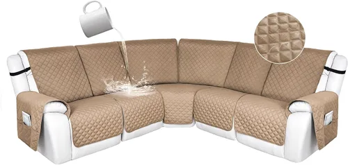 Vista 95 de HDCAXKJ Fundas de sofá seccional reclinable 100% impermeable, forma de L, funda de sofá reclinable lavable acolchada suave para mascotas, perro