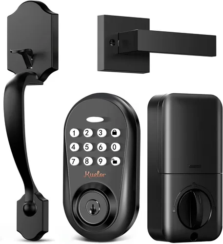 Vista 10 de Cerradura de puerta de entrada sin llave, cerradura inteligente con teclado para puerta delantera, código de teclado electrónico con bloqueo