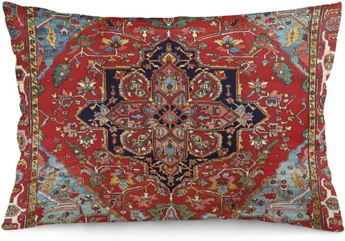 Vista 8 de 10 fundas de almohada de 12 x 20 pulgadas con estampado de mohtashem kashan persa antiguo, fundas de almohada decorativas de terciopelo suave