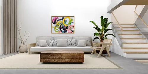 Vista 5 de Yihui Arts Arte abstracto de la pared del lienzo - Arte contemporáneo texturizado pintado a mano para la decoración moderna del hogar