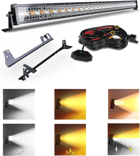 Vista 13 de [Usado] Barra de luz LED de 12 pulgadas y 72 W, luz estroboscópica blanca/ámbar con seis modos, luces antiniebla de conducción, haz de luz