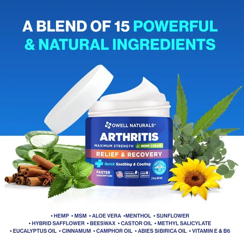 Vista 4 de Owell Naturals Crema para articulaciones y músculos, penetración profunda, alivio y recuperación de máxima fuerza para articulaciones y músculos