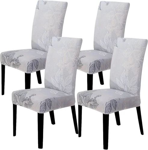 Vista 14 de Juego de 4 fundas para sillas de comedor, elásticas de elastano estampadas, fundas para sillas de comedor, lavables, extraíbles para sillas Parsons