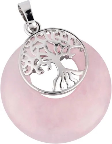 Vista 2 de TUMBEELLUW - Collar con colgante de árbol de piedra natural para mujeres y hombres, amuleto de dona, cristales curativos, colgante con cadena