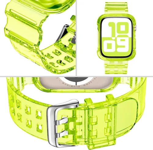 Vista 178 de DABAOZA - Correa transparente compatible con Apple Watch con estuche protector, correa deportiva de TPU con brillo para mujeres y hombres