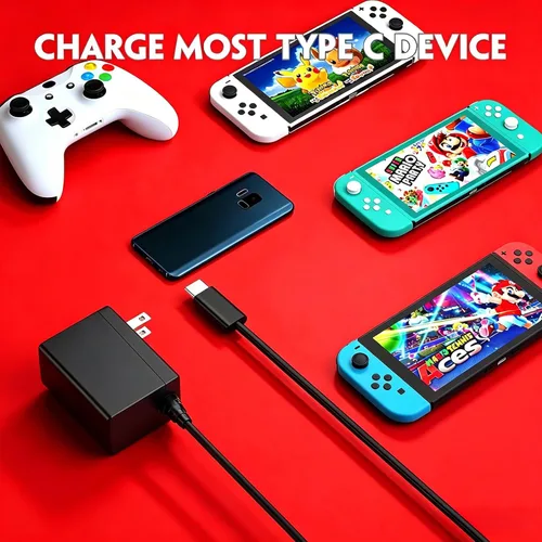 Vista 2 de Cargador de interruptor para Nintendo, adaptador de fuente de alimentación
