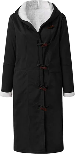 Vista 4 de Ceboyel Abrigos largos de invierno para mujer, chaquetas de gran tamaño con capucha, forro polar grueso, abrigo cálido, ropa de moda