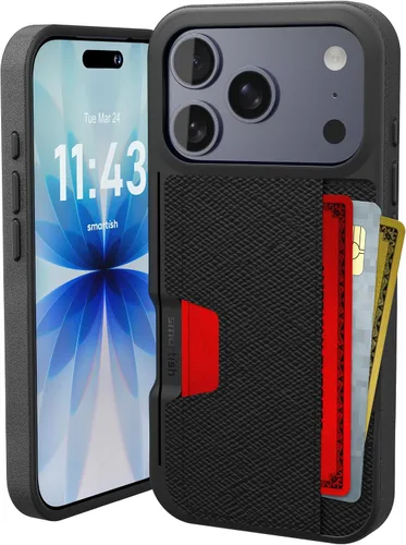 Vista 90 de Smartish Funda tipo cartera para iPhone 11 Pro - Wallet Slayer Vol. 2 [soporte protector delgado] tarjetero (seda) - Black Tie Affair