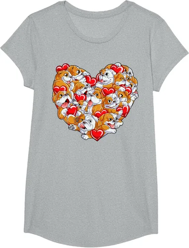 Vista 62 de Camiseta inglesa para el día de San Valentín con diseño de corazón y perro amante de los niños Negro