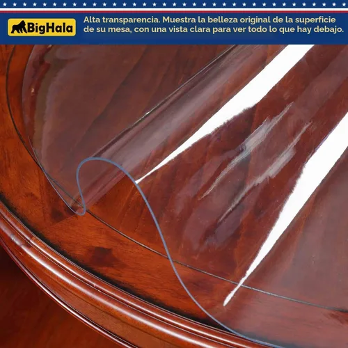 Vista 2 de Protector de mesa de madera para muebles, manteles de plástico transparente lavable, funda protectora para escritorio, vinilo de PVC, protector