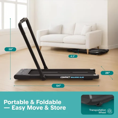 Vista 5 de SereneLife Portable Foldable Treadmill with Remote Control, 8.7 MPH Smart Speed Control, Treadmills for Home, Under Desk Treadmill for Home Office
