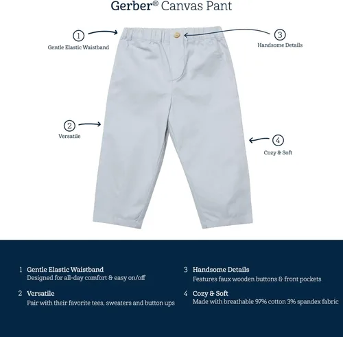 Vista 6 de Gerber Pantalones de lona para bebés y niños pequeños