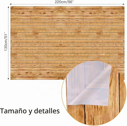 Vista 2 de PHOGARY Mantel rectangular con estampado de madera de grano de madera, 3 piezas, para decoración rústica, boda, baby shower, mantel rectangular