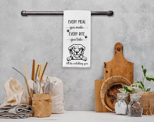 Vista 4 de IWXYI Golden Retriever - Toallas de cocina con tejido de gofre, toallas de mano Golden Retriever para cocina, regalo para amantes de los perros